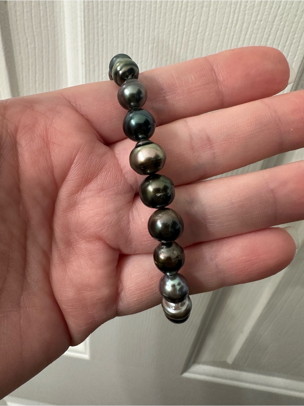 Tahitian Pearl Bracelet Peacock Pearls Sterling Silver Clasp Handmade 8” NWOT